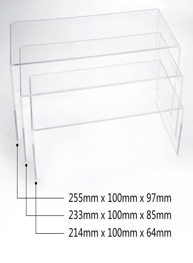 BokWin 6 Piece Acrylic Display Risers Stand 3 Sizes, Transparent Product Display Riser Shelf for Candy Dessert Cake Stand, Figure, Jewelry Display Stand - Image 3